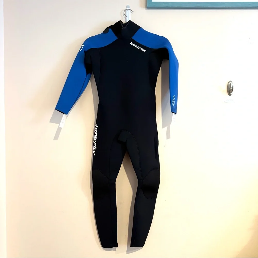 NWT size 10 Youth Hyperflex VYRL Wetsuit, Black / Blue, 3/2mm, Back Pull Zipper - Picture 2 of 4